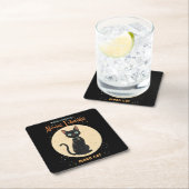 Atomic Futuristic Black Cat Moon met tekst Kartonnen Onderzetters (Insitu)