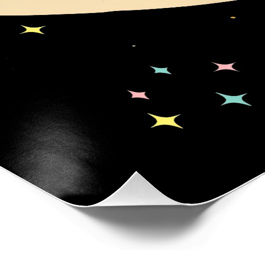 Atomic Futuristic Black Cat Moon met tekst Perfect Poster (Hoek)