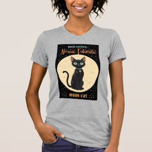 Atomic Futuristic Black Cat Moon met tekst T-shirt