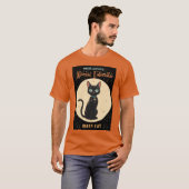 Atomic Futuristic Black Cat Moon met tekst T-shirt (Voorkant volledig)