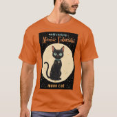 Atomic Futuristic Black Cat Moon met tekst T-shirt (Voorkant)