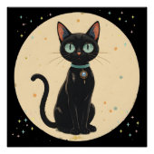 Atomic Futuristic Black Cat Moon Perfect Poster (Voorkant)