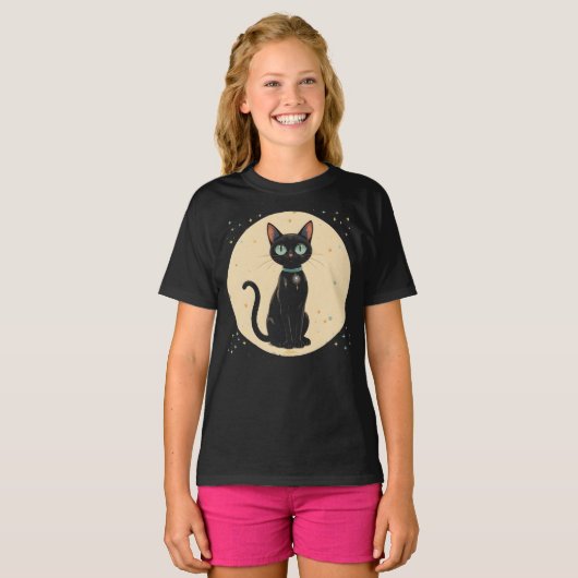 Atomic Futuristic Black Cat Moon T-shirt (Voorkant volledig)
