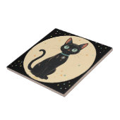 Atomic Futuristic Black Cat Moon Tegeltje (Zijkant)