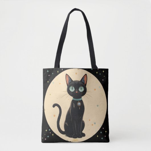 Atomic Futuristic Black Cat Moon Tote Bag (Voorkant)