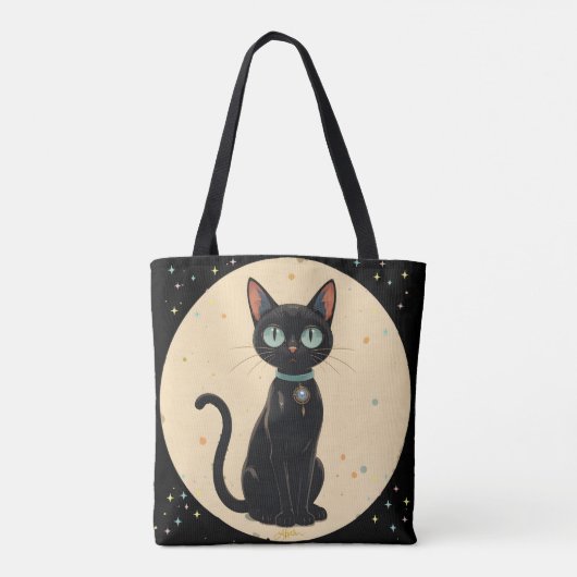Atomic Futuristic Black Cat Moon Tote Bag (Achterkant)