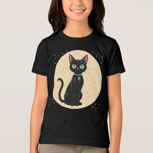 Atomic Futuristic Black Cat Moon Tri-Blend Shirt (Voorkant)