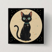 Atomic Futuristic Black Cat Moon Vierkante Button 5,1 Cm (Voorkant)