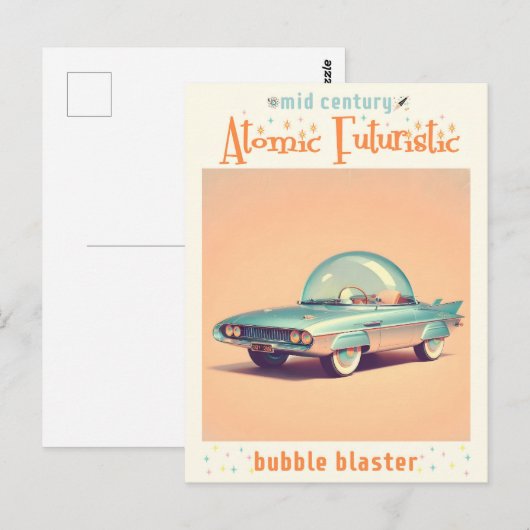 Atomic Futuristic Bubble Blaster Car Briefkaart (Voorkant / Achterkant)