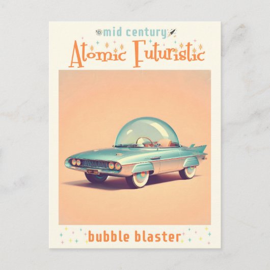 Atomic Futuristic Bubble Blaster Car Briefkaart (Voorkant)