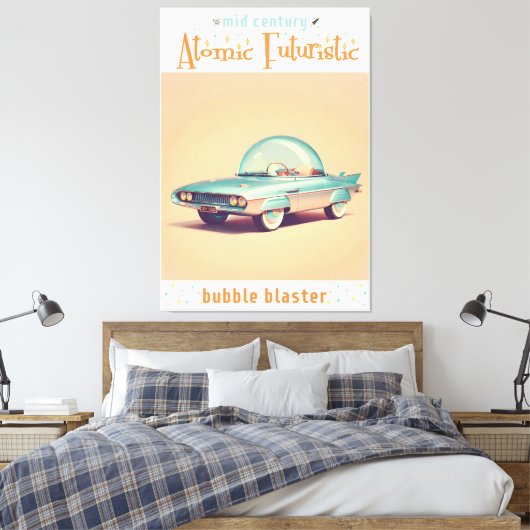 Atomic Futuristic Bubble Blaster Car Canvas Afdruk (Insitu (Slaapkamer))