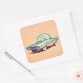 Atomic Futuristic Bubble Blaster Car Vierkante Sticker (Envelop)