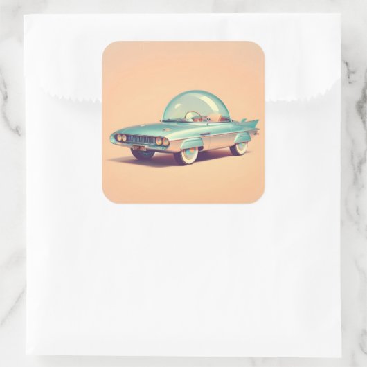 Atomic Futuristic Bubble Blaster Car Vierkante Sticker (Tas)
