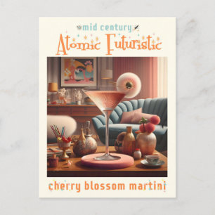 Atomic Futuristic Cherry Blossom Martini Briefkaart