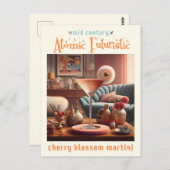 Atomic Futuristic Cherry Blossom Martini Briefkaart (Voorkant / Achterkant)