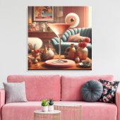 Atomic Futuristic Cherry Blossom Martini Canvas Afdruk (Insitu (Woonkamer))