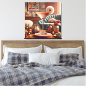Atomic Futuristic Cherry Blossom Martini Canvas Afdruk (Insitu (Slaapkamer))