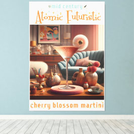 Atomic Futuristic Cherry Blossom Martini Canvas Afdruk