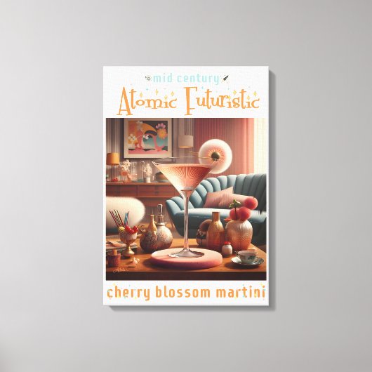 Atomic Futuristic Cherry Blossom Martini Canvas Afdruk (Voorkant)