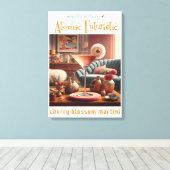 Atomic Futuristic Cherry Blossom Martini Canvas Afdruk (Insitu (Houten vloer))