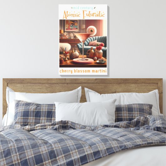 Atomic Futuristic Cherry Blossom Martini Canvas Afdruk (Insitu (Slaapkamer))