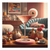 Atomic Futuristic Cherry Blossom Martini Foto Afdruk (Voorkant)