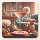 Atomic Futuristic Cherry Blossom Martini Kartonnen Onderzetters (Voorkant)