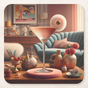 Atomic Futuristic Cherry Blossom Martini Kartonnen Onderzetters