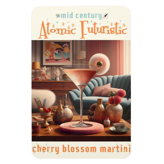 Atomic Futuristic Cherry Blossom Martini Magneet (Verticaal)