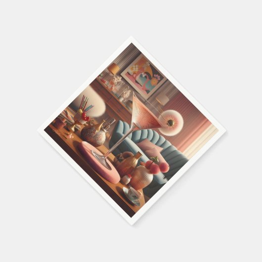 Atomic Futuristic Cherry Blossom Martini Servet (Hoek)