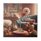 Atomic Futuristic Cherry Blossom Martini Tegeltje (Voorkant)