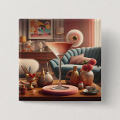 Atomic Futuristic Cherry Blossom Martini Vierkante Button 5,1 Cm (Voorkant)