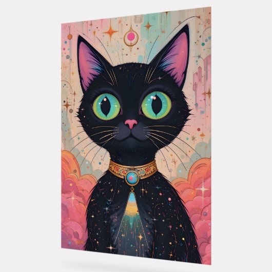 Atomic Futuristic Cosmic Black Cat Universe Acryl Bord (Hoek)
