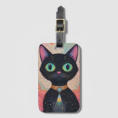 Atomic Futuristic Cosmic Black Cat Universe Bagagelabel (Voorkant (verticaal))