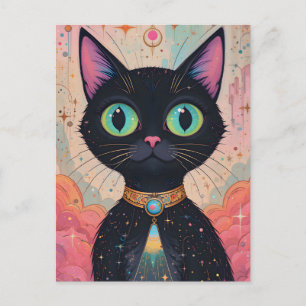 Atomic Futuristic Cosmic Black Cat Universe Briefkaart