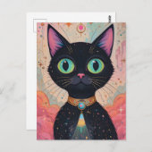 Atomic Futuristic Cosmic Black Cat Universe Briefkaart (Voorkant / Achterkant)