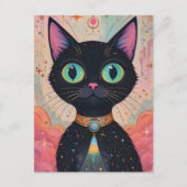 Atomic Futuristic Cosmic Black Cat Universe Briefkaart (Voorkant)