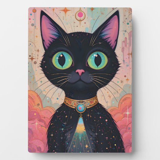 Atomic Futuristic Cosmic Black Cat Universe Fotoplaat (voorkant)