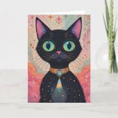 Atomic Futuristic Cosmic Black Cat Universe Kaart (Voorkant)