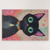 Atomic Futuristic Cosmic Black Cat Universe Legpuzzel (Horizontaal)