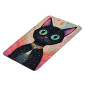 Atomic Futuristic Cosmic Black Cat Universe Magneet (Linkerzijde)