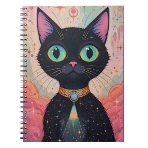 Atomic Futuristic Cosmic Black Cat Universe Notitieboek