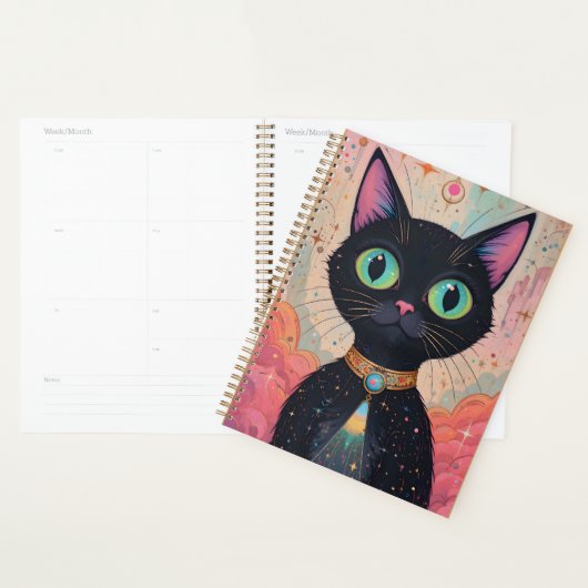 Atomic Futuristic Cosmic Black Cat Universe Planner (Display)