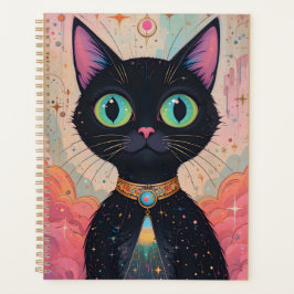Atomic Futuristic Cosmic Black Cat Universe Planner
