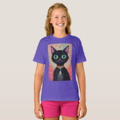 Atomic Futuristic Cosmic Black Cat Universe T-shirt (Voorkant volledig)