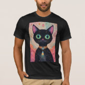 Atomic Futuristic Cosmic Black Cat Universe T-shirt (Voorkant)