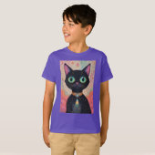 Atomic Futuristic Cosmic Black Cat Universe T-shirt (Voorkant volledig)