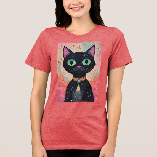 Atomic Futuristic Cosmic Black Cat Universe Tri-Blend Shirt (Voorkant)