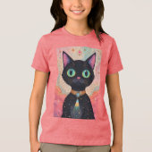 Atomic Futuristic Cosmic Black Cat Universe Tri-Blend Shirt (Voorkant)