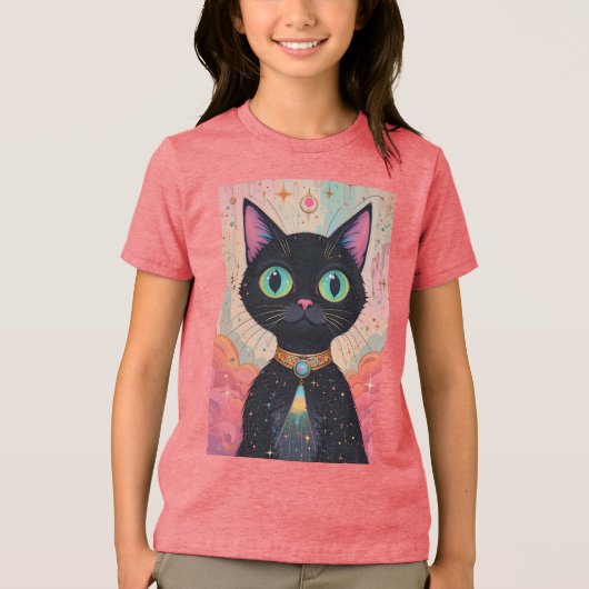Atomic Futuristic Cosmic Black Cat Universe Tri-Blend Shirt (Voorkant)